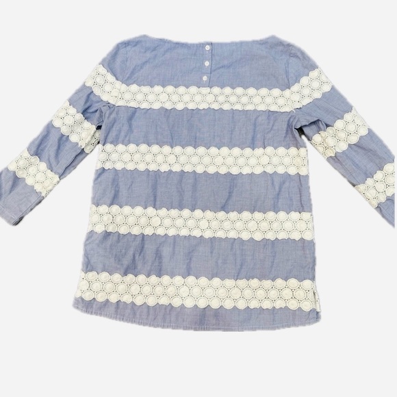 Banana Republic Blue Stripe Eyelet Tunic Top - XS - Picture 2 of 5